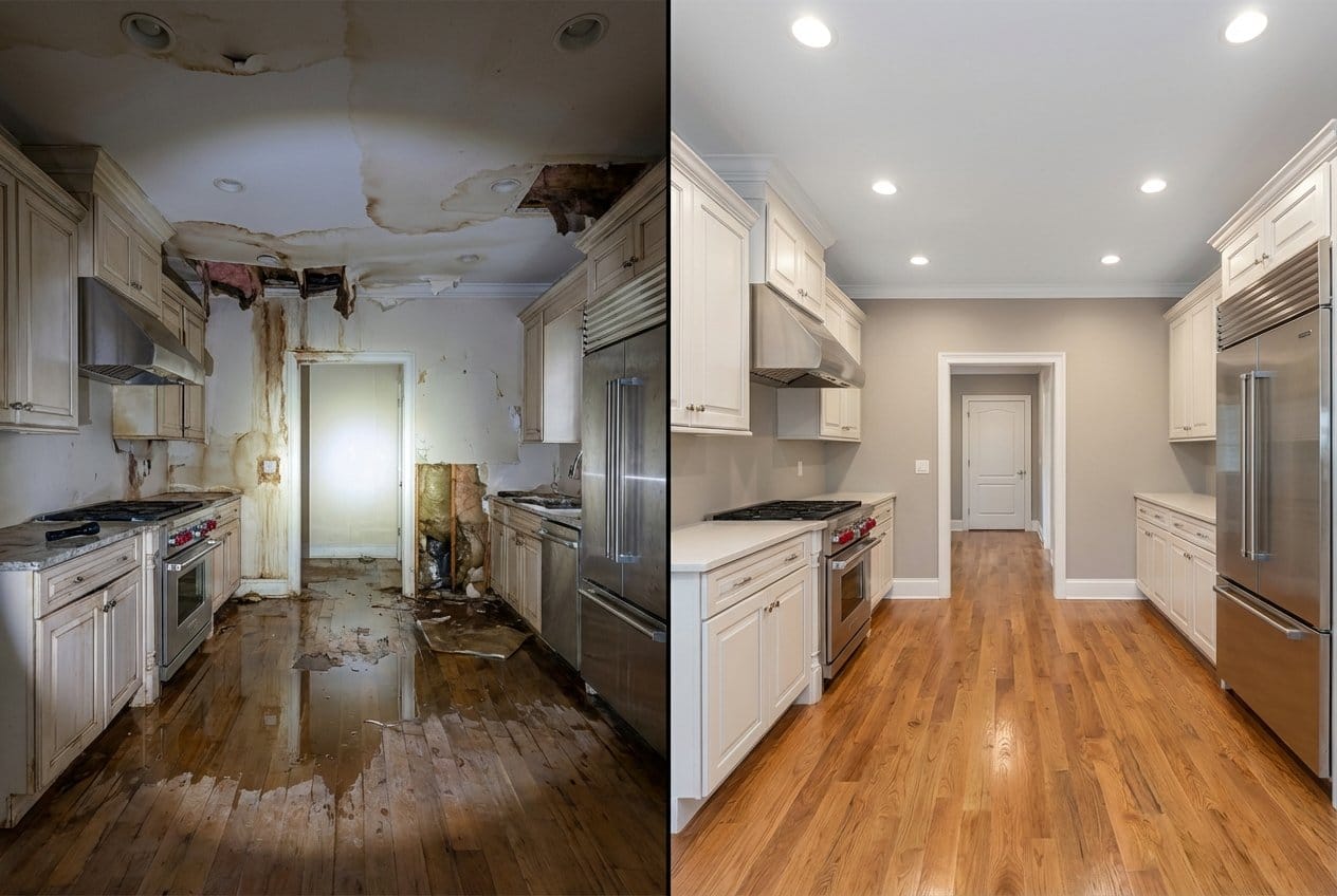 Water Damage Restoration restoration — home kitchen of colonial residence in Alpine, NJ