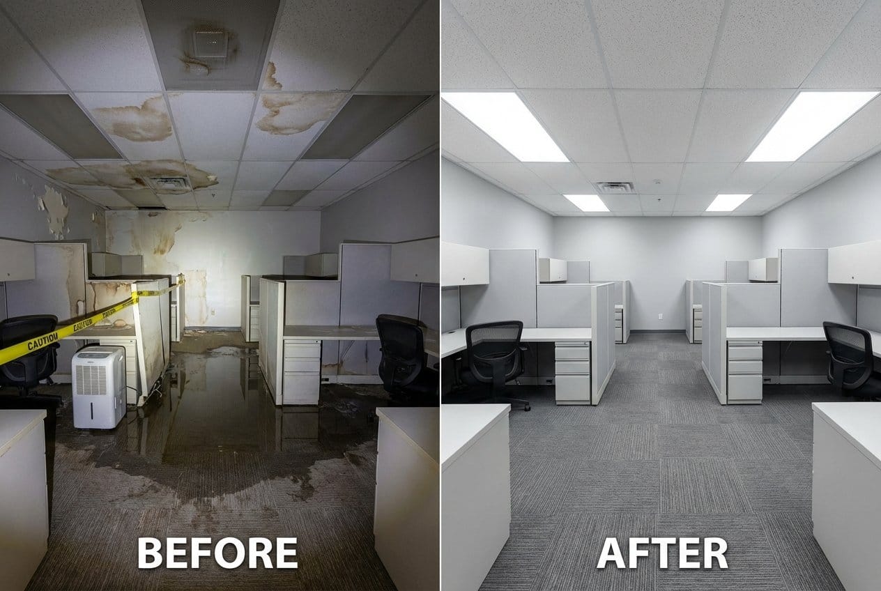 Structural Drying & Dehumidification restoration — commercial office space of commercial property in Alpine, NJ